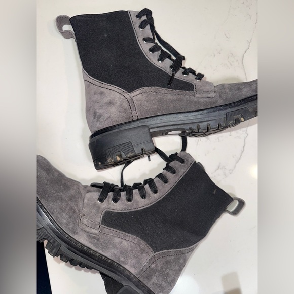 Rag & Bone Shiloh Asphalt Gray Black Suede Lace Up Lug Sole Combat Boots - Picture 9 of 12